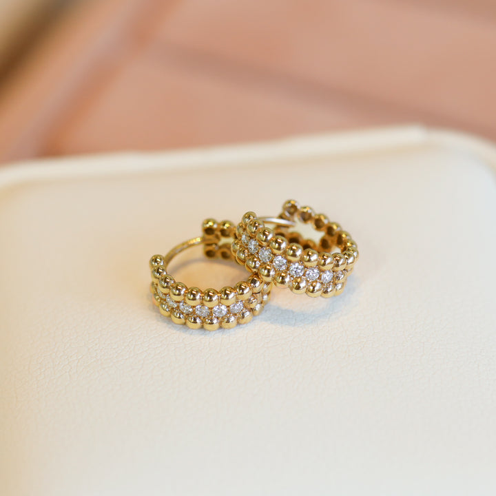 Beaded Eternity Lab Diamond Hoop Earrings (11mm , 13mm)
