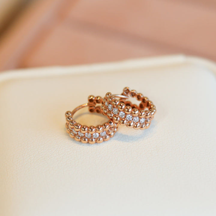 Beaded Eternity Lab Diamond Hoop Earrings (11mm , 13mm)