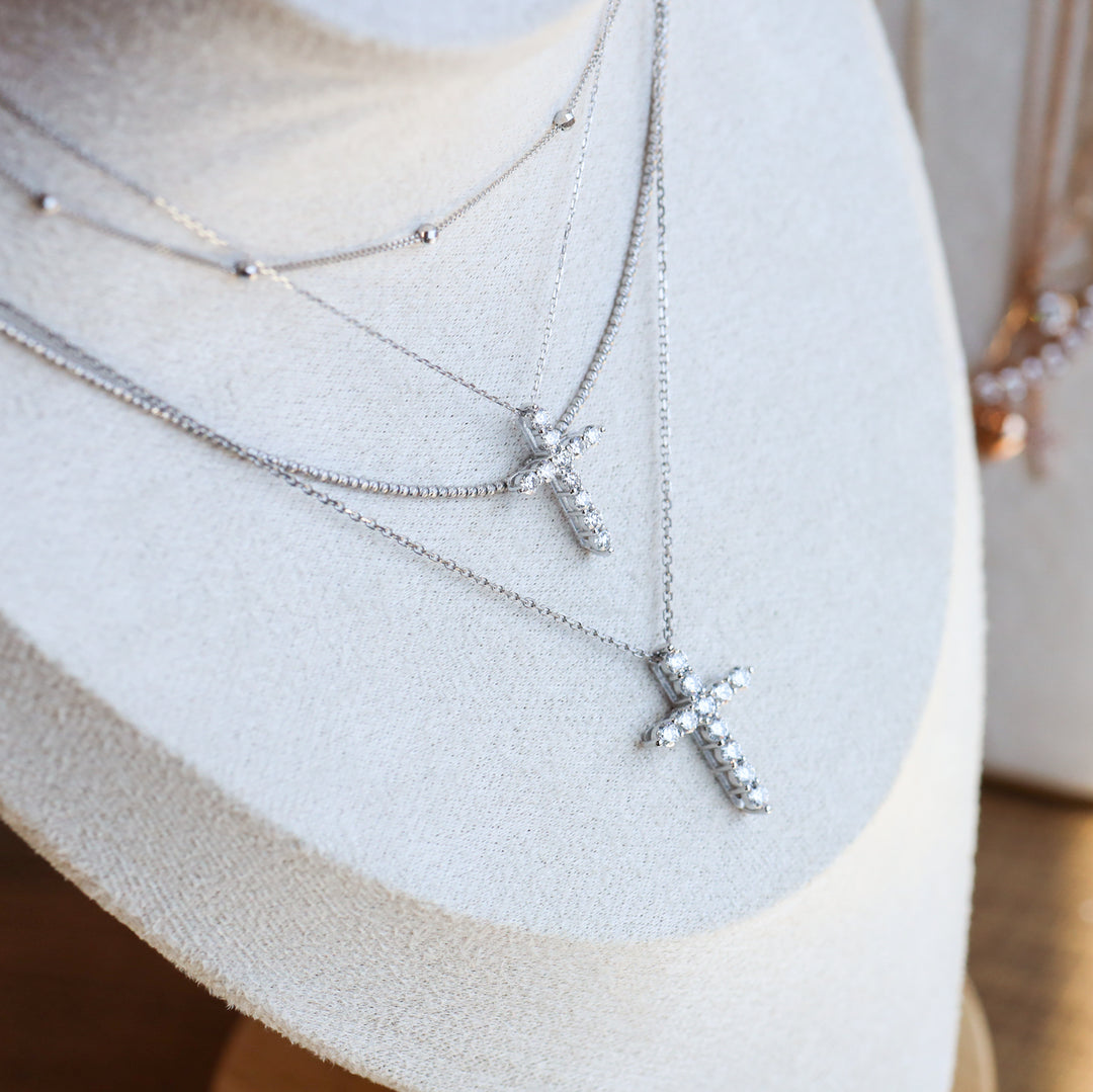 Cross Pandent Lab Diamond Necklace – Large