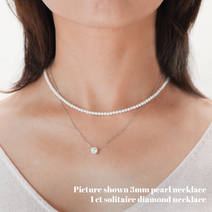 Lab Grown Diamond Solitaire Necklace on 14K Solid Gold Chain (1 ct. - 2 ct.)