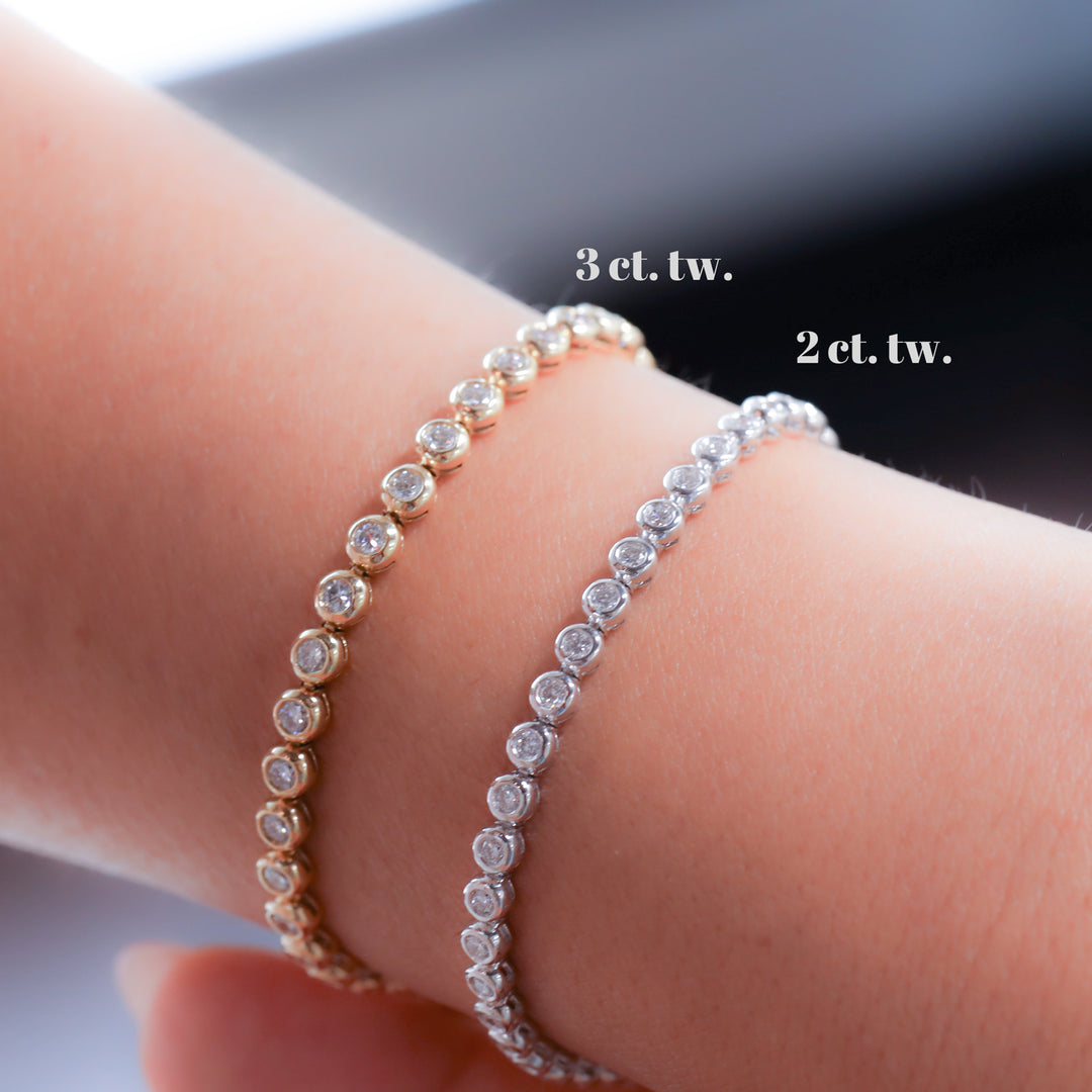 Lab Grown Diamond Bezel Tennis Bracelet in 14K Solid Gold (1.5 ct - 10 ct)