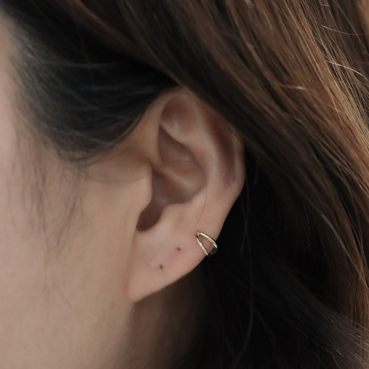 Tiny Huggie Double Hoop in 14K Solid Gold
