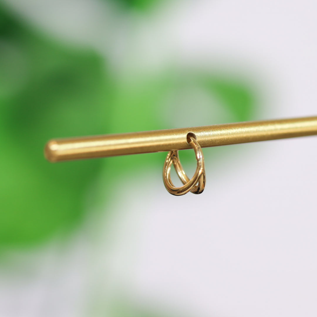 Tiny Huggie Double Hoop in 14K Solid Gold