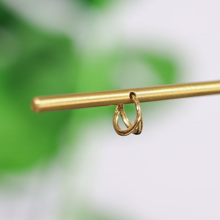 Tiny Huggie Double Hoop in 14K Solid Gold