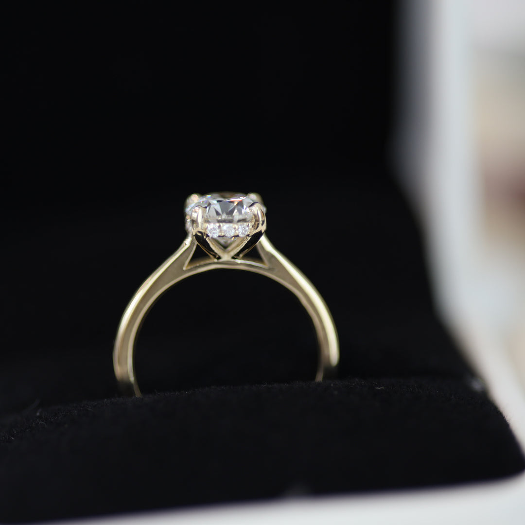 1.5 ct Round Diamond Hidden Halo Cathedral Engagement Ring
