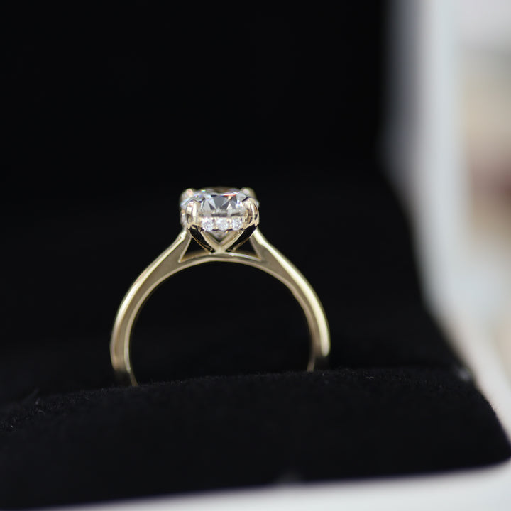 1.5 ct Round Diamond Hidden Halo Cathedral Engagement Ring