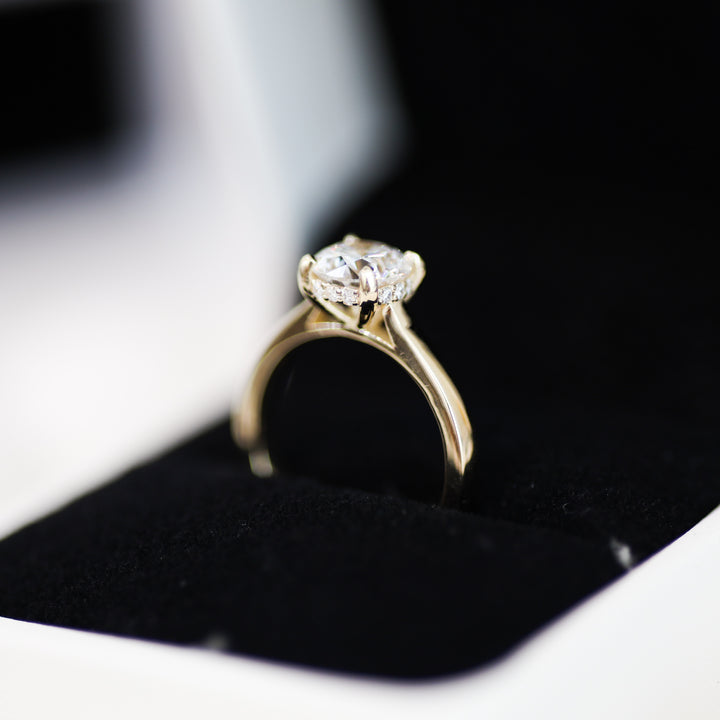1.5 ct Round Diamond Hidden Halo Cathedral Engagement Ring
