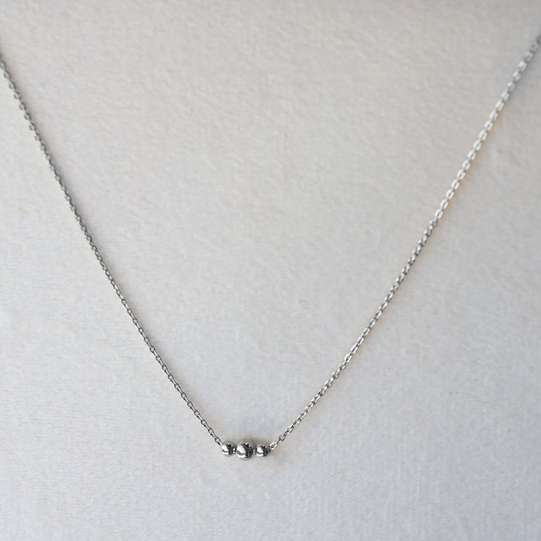 Tripled Beads Balls Chain 14K Solid Gold Necklace