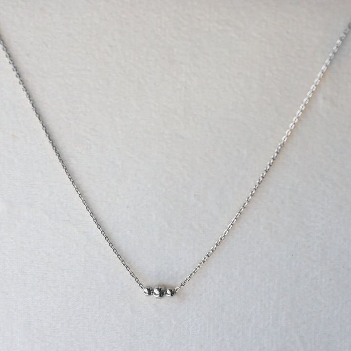 Tripled Beads Balls Chain 14K Solid Gold Necklace