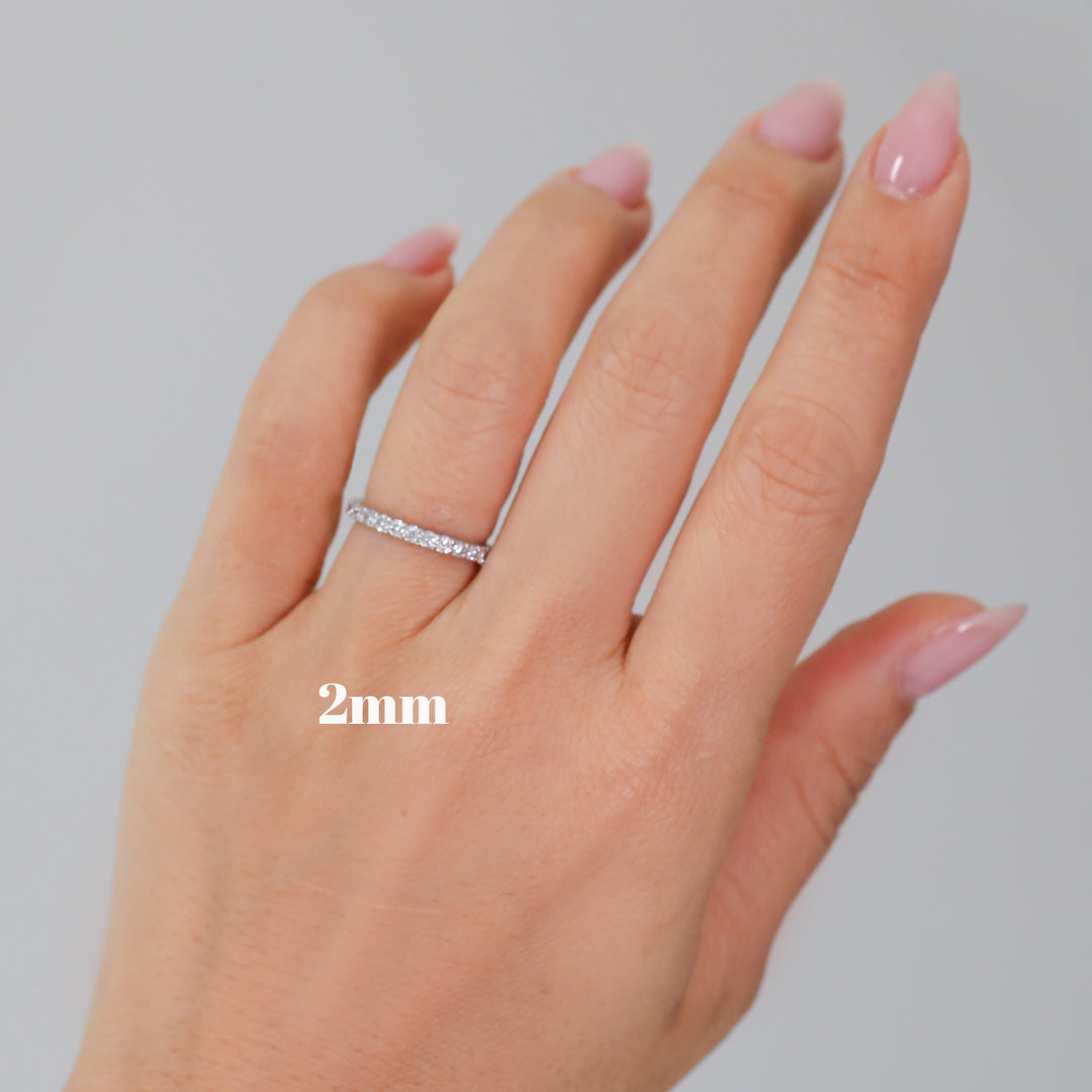 Lab Diamond Shared Prong Eternity Wedding Band Engagement RIng - 2mm, 2.5mm, 3mm