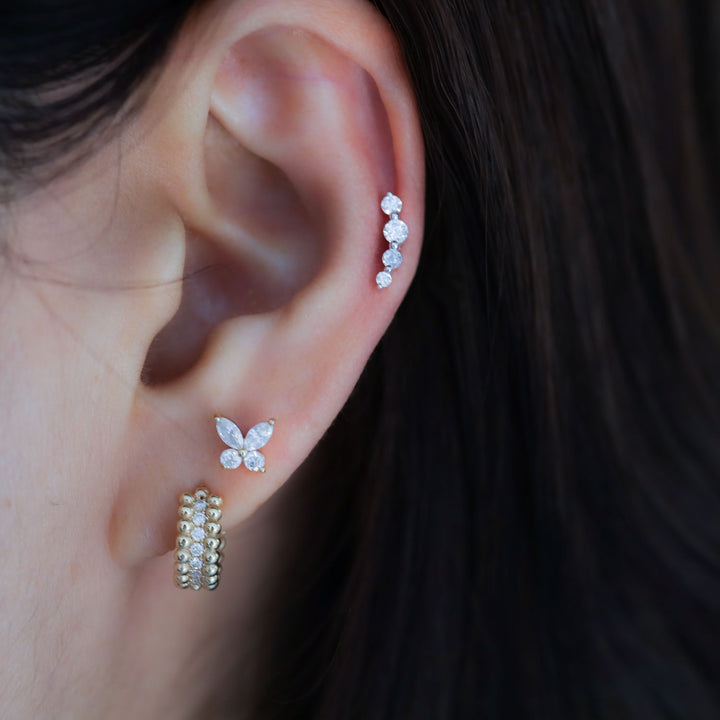 Butterfly Sparkle Studs Earrings in 14K Solid Gold