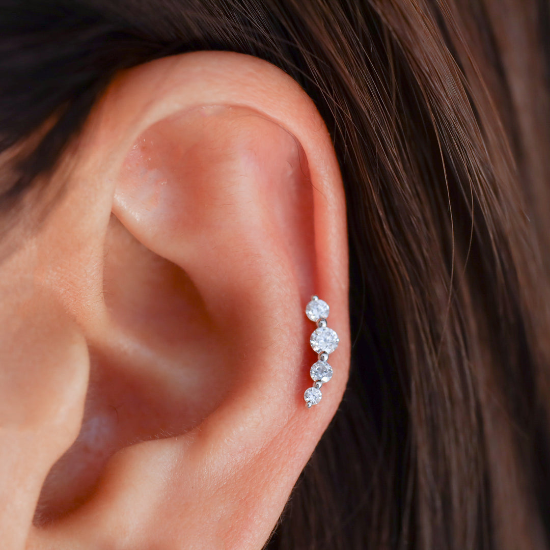 Curved Lab Diamond Stud in 14K Gold Earrings (Single or Pair)