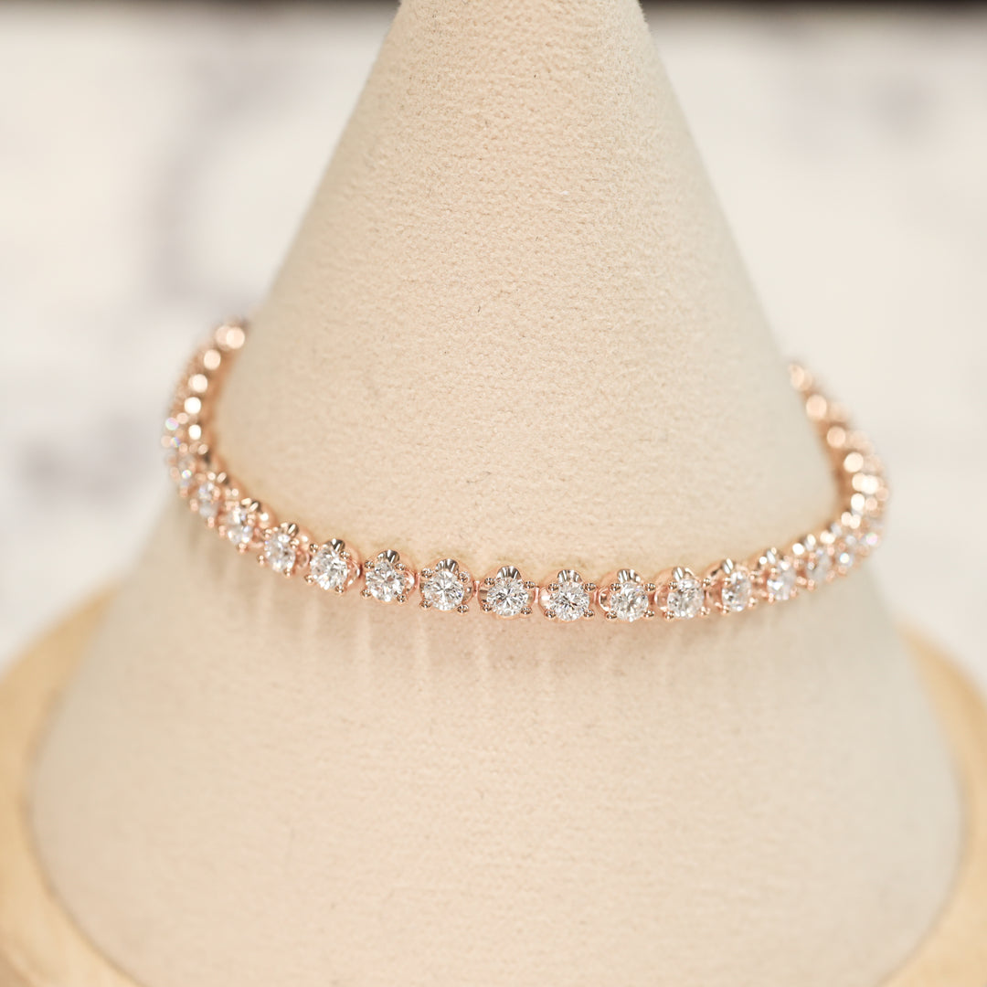 Lab Grown Diamond 4 Prong Round Setting Tennis Bracelet in 14K Solid Gold 4 ct.tw.
