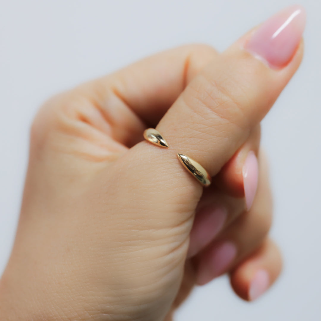 Open Cuff Ring – 14K Solid Gold Claw Band