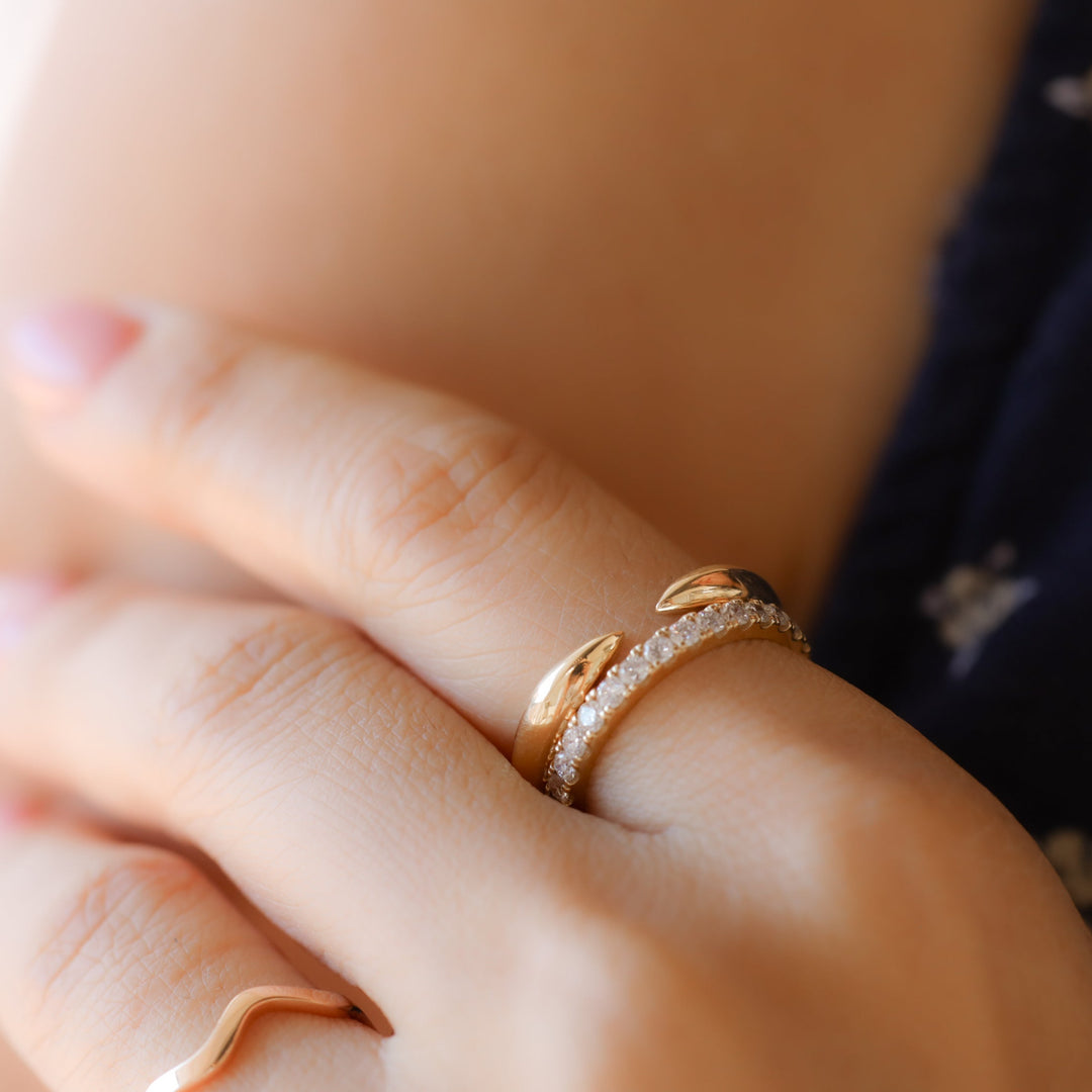 Open Cuff Ring – 14K Solid Gold Claw Band