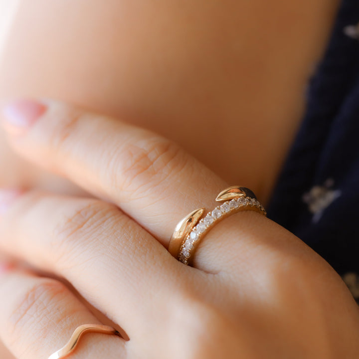 Open Cuff Ring – 14K Solid Gold Claw Band
