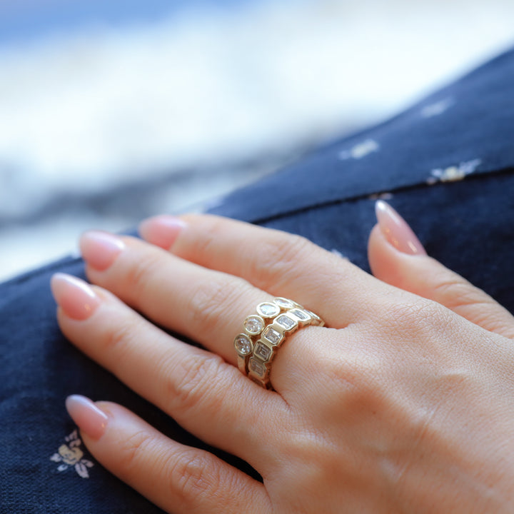 Bezel Set Oval-Cut Lab Diamond Half Eternity Band Ring, 1 ctw.