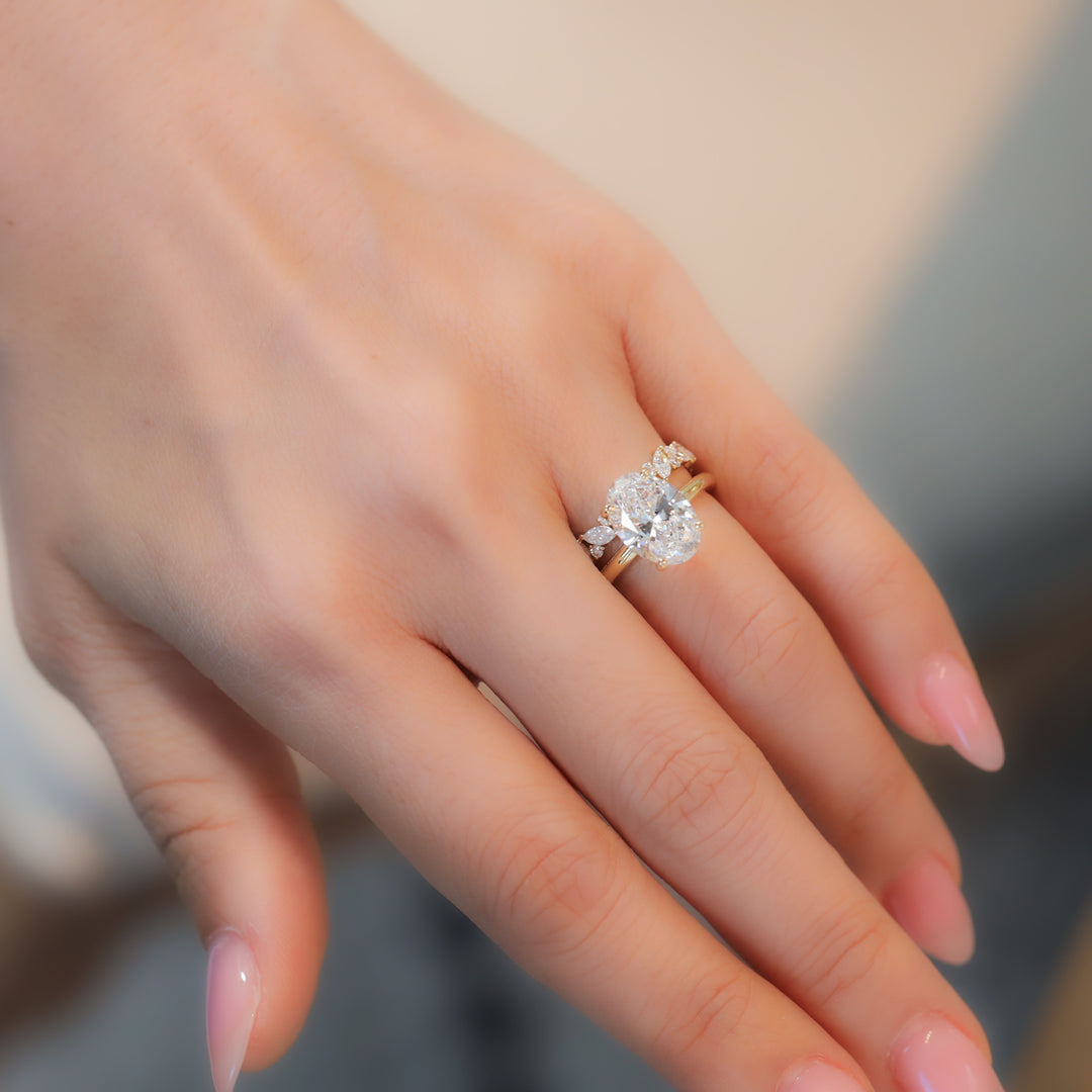 Marquise & Round Diamond Full Eternity Engagement Ring Wedding Band- 1.5 ct.tw. - 14K Solid Gold