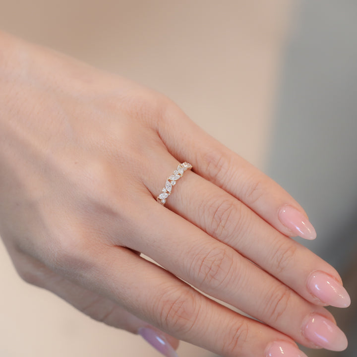 Marquise & Round Diamond Full Eternity Engagement Ring Wedding Band- 1.5 ct.tw. - 14K Solid Gold