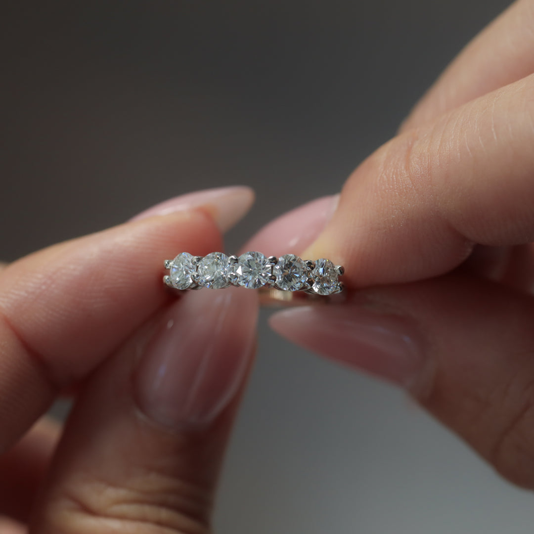 Lab-Grown Classic Diamond Half Eternity Ring – 5-Stone, 1 ctw. (2.5mm) , 1.5 ctw (3mm)