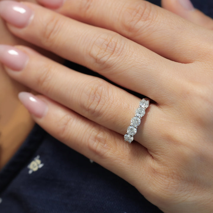 Lab-Grown Classic Diamond Half Eternity Ring – 5-Stone, 1 ctw. (2.5mm) , 1.5 ctw (3mm)