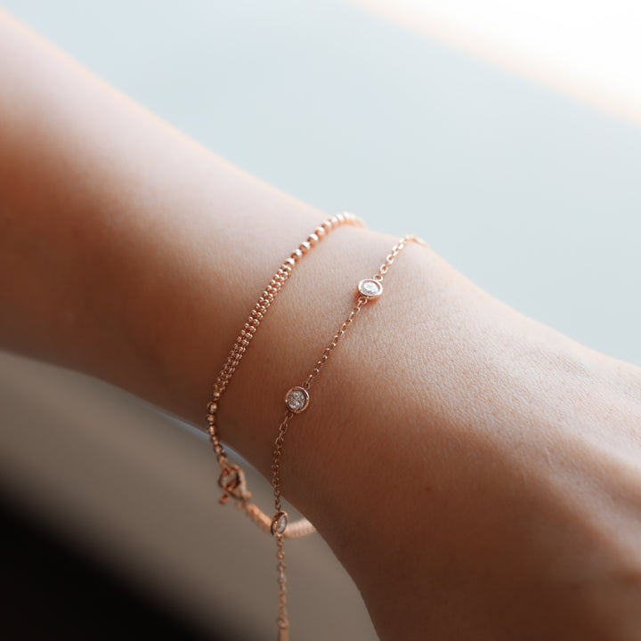 Alternate Style Beads Chain–Textured 14K Beaded Bracelet with Fine Detailing