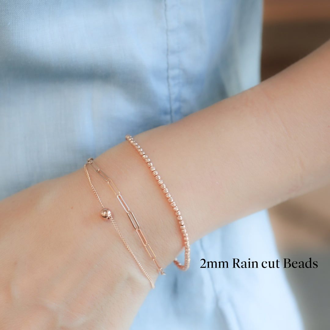 Rain Cut Beaded 14K Gold Bracelet 2mm / 2.5mm / 3mm