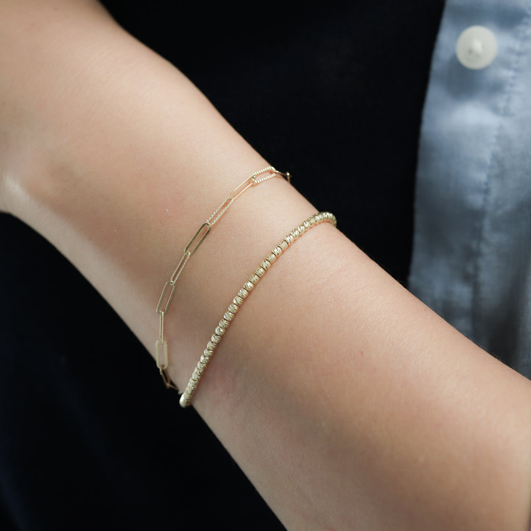 Rain Cut Beaded 14K Gold Bracelet 2mm / 2.5mm / 3mm