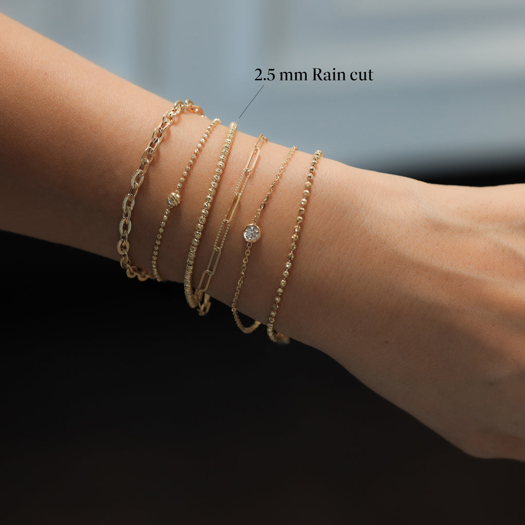 Rain Cut Beaded 14K Gold Bracelet 2mm / 2.5mm / 3mm