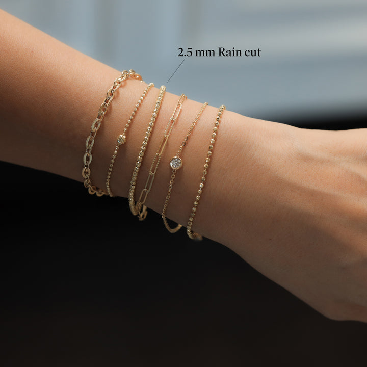 Rain Cut Beaded 14K Gold Bracelet 2mm / 2.5mm / 3mm