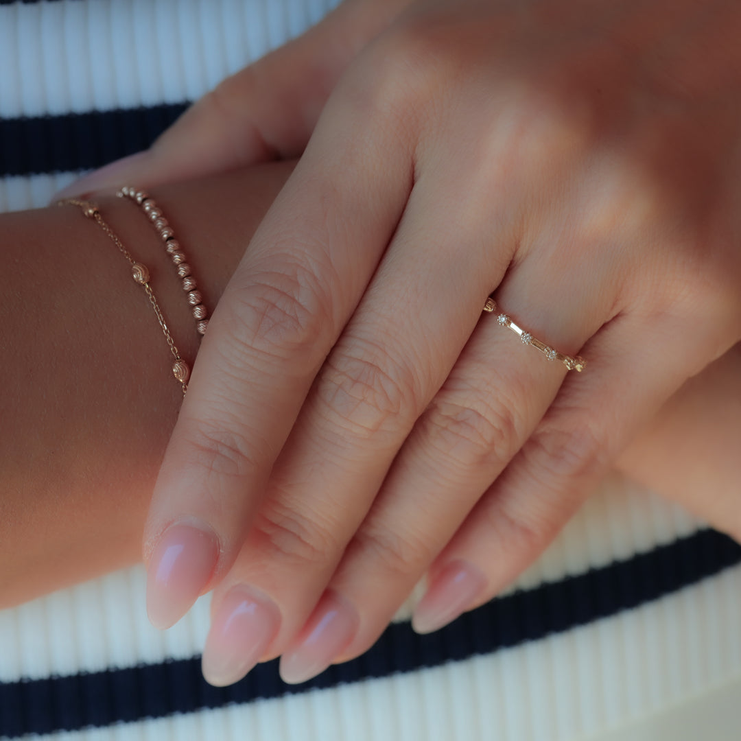 6 Stones Diamond 14K Solid Gold Wedding Band – Elegant Wedding & Engagement Ring