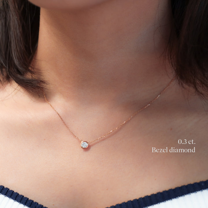 Petite Bezel-Set Lab-Grown Diamond Solitaire Necklace in 14K Solid Gold (0.10–0.50 ct.)