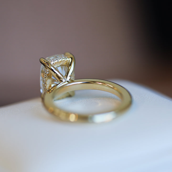 4 CT Elongated Cushion Lab Diamond Engagement Ring in 14K Gold