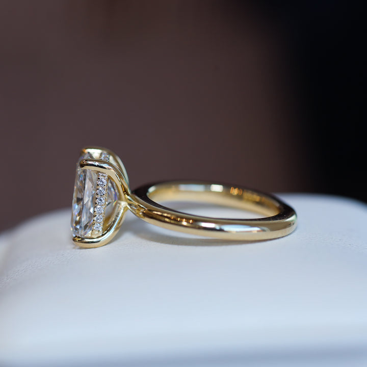 4 CT Elongated Cushion Lab Diamond Engagement Ring in 14K Gold