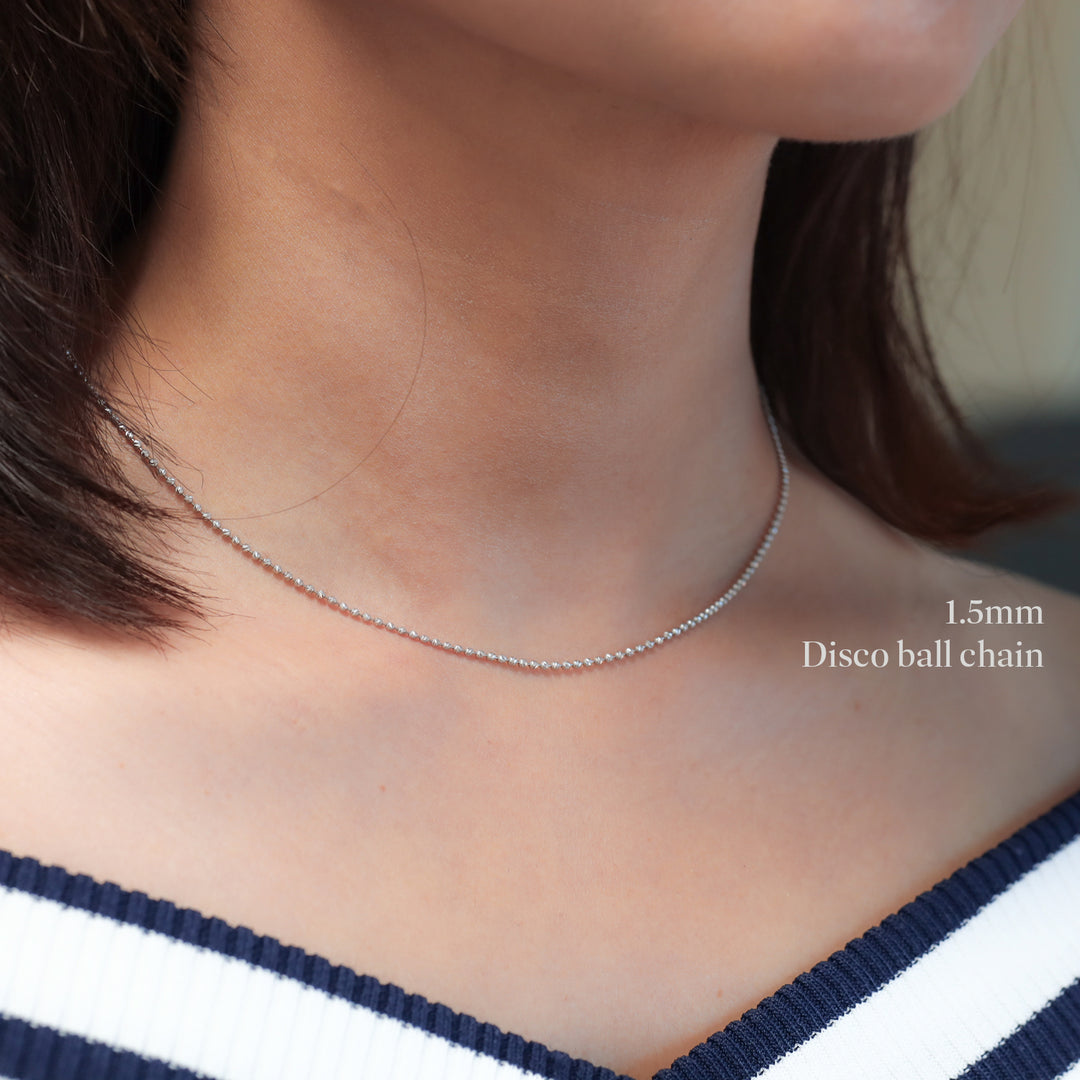 14K Solid Gold Disco Ball Chain | Ball Dainty Chain | 1mm, 1.5mm, 2mm Gold Ball Necklace