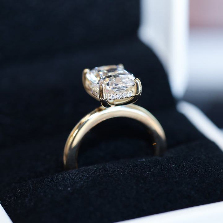 4 CT Elongated Cushion Lab Diamond Engagement Ring in 14K Gold