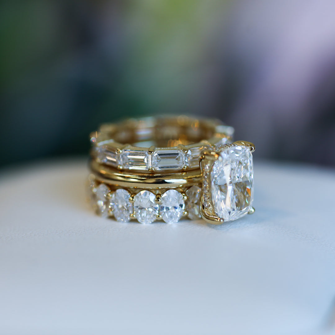 4 CT Elongated Cushion Lab Diamond Engagement Ring in 14K Gold