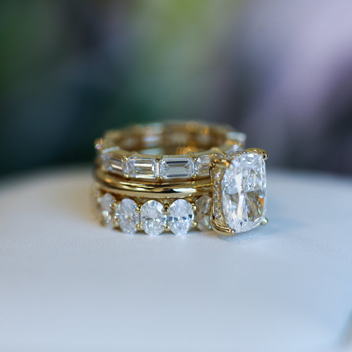 4 CT Elongated Cushion Lab Diamond Engagement Ring in 14K Gold