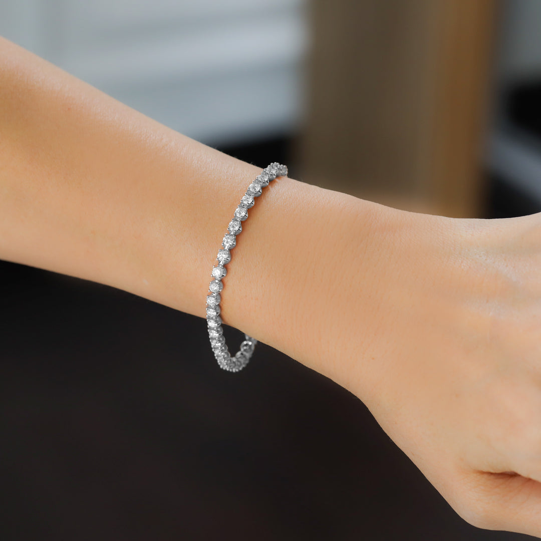 Lab Grown Diamond 4 Prong Round Setting Tennis Bracelet in 14K Solid Gold 4 ct.tw.
