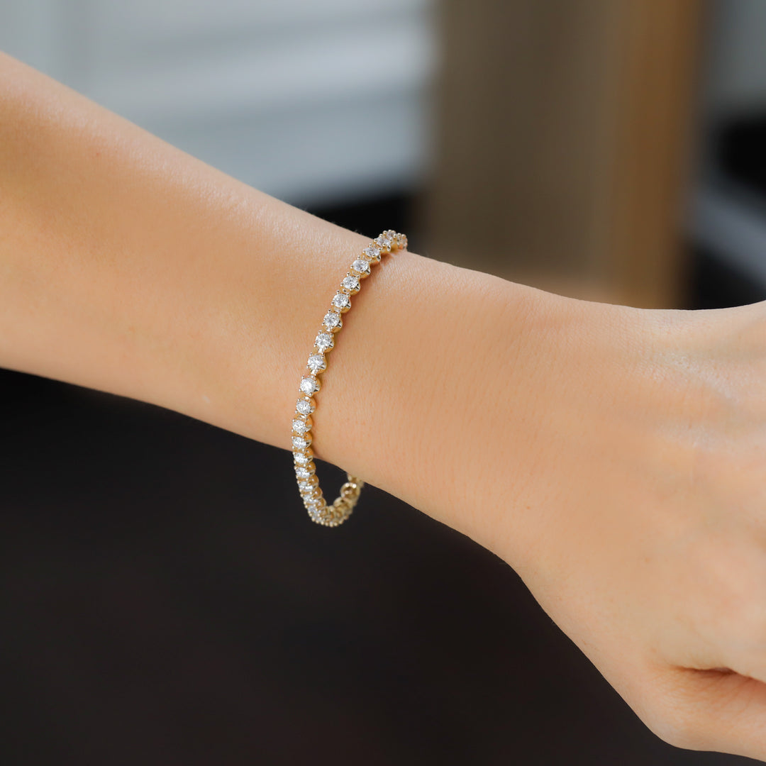 Lab Grown Diamond 4 Prong Round Setting Tennis Bracelet in 14K Solid Gold 4 ct.tw.