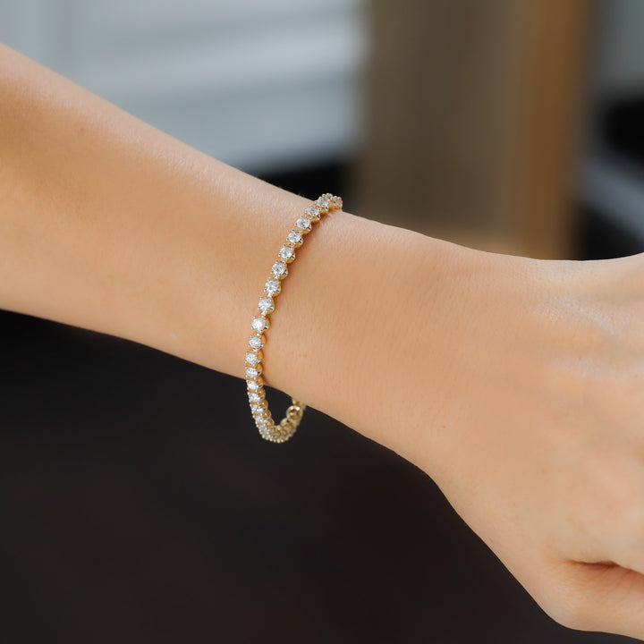 Lab Grown Diamond 4 Prong Round Setting Tennis Bracelet in 14K Solid Gold 4 ct.tw.