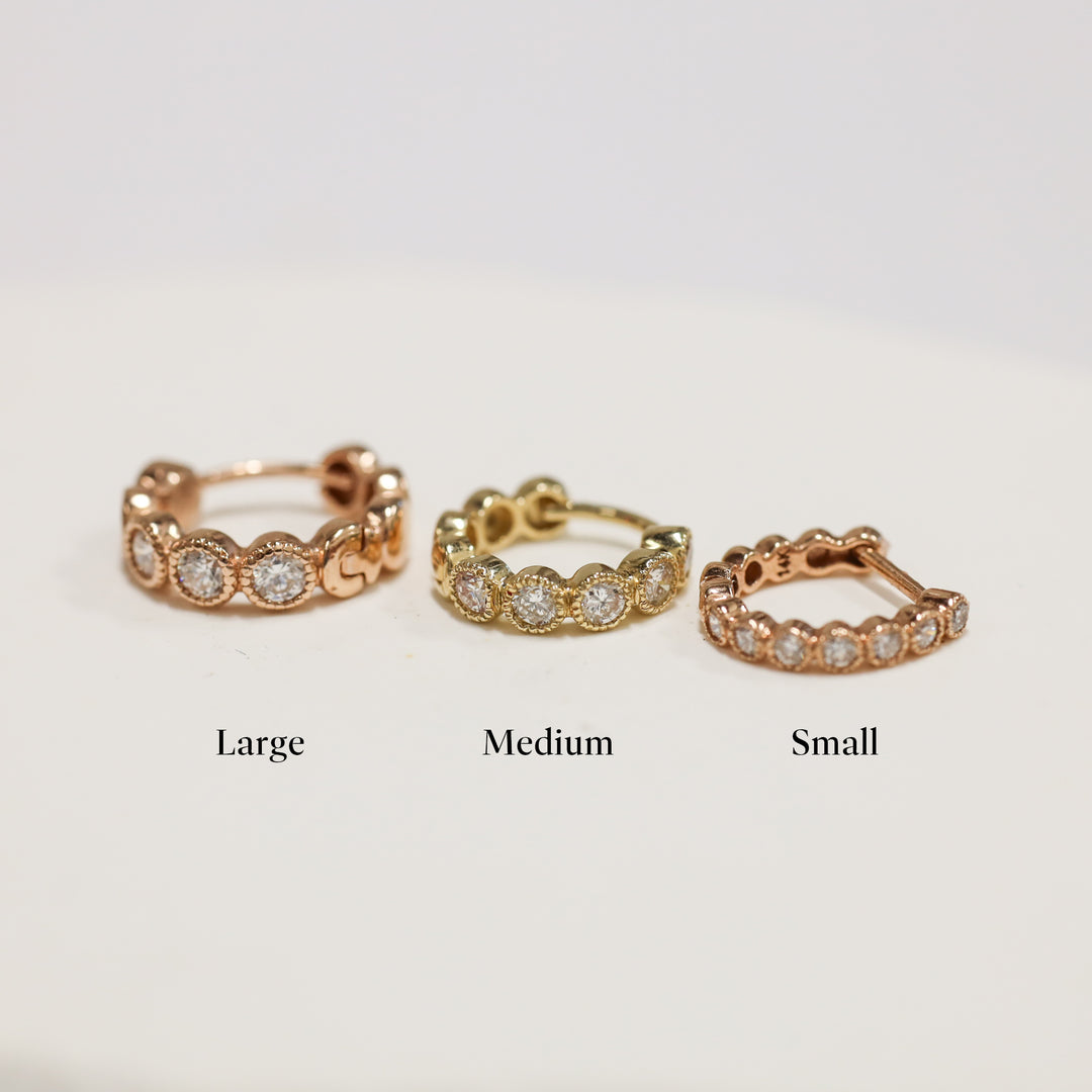 Bezel-Set Lab-Grown Diamond Huggie Hoop Earrings in 14K Solid Gold - Medium