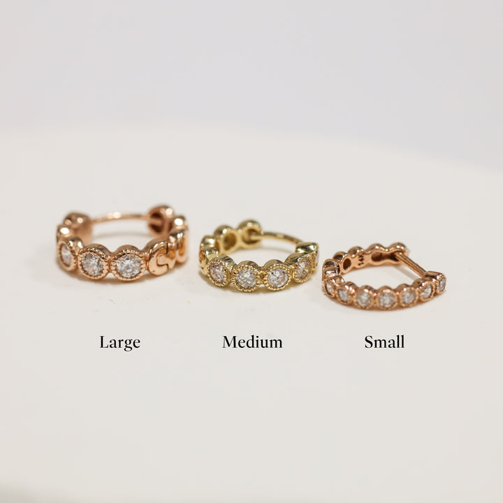 Bezel-Set Lab-Grown Diamond Huggie Hoop Earrings in 14K Solid Gold - Medium