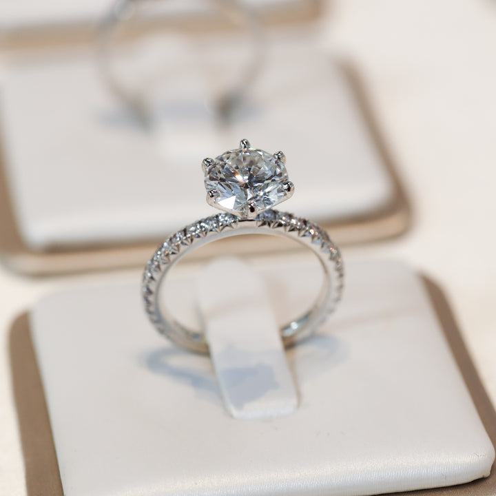 2 ct Classic Six-Prong Pave Set Solitaire Engagement Ring
