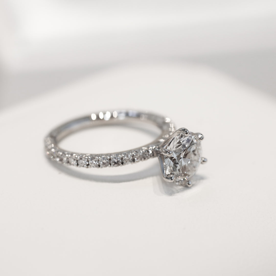 2 ct Classic Six-Prong Pave Set Solitaire Engagement Ring