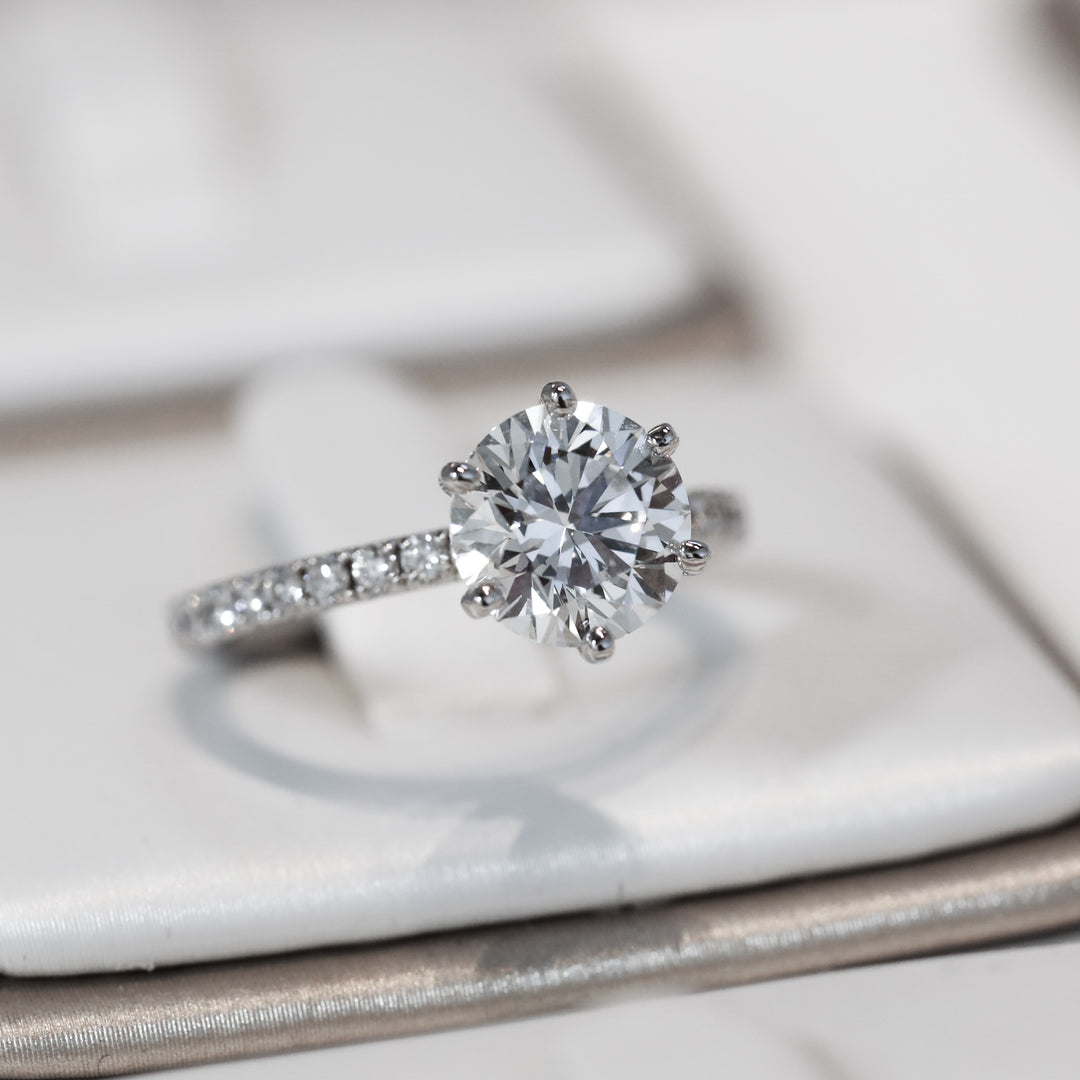 2 ct Classic Six-Prong Pave Set Solitaire Engagement Ring