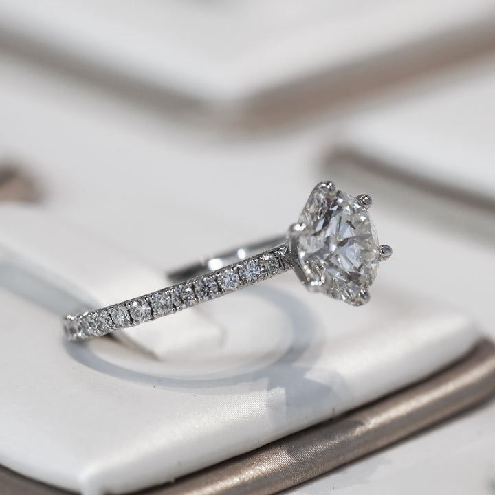 2 ct Classic Six-Prong Pave Set Solitaire Engagement Ring