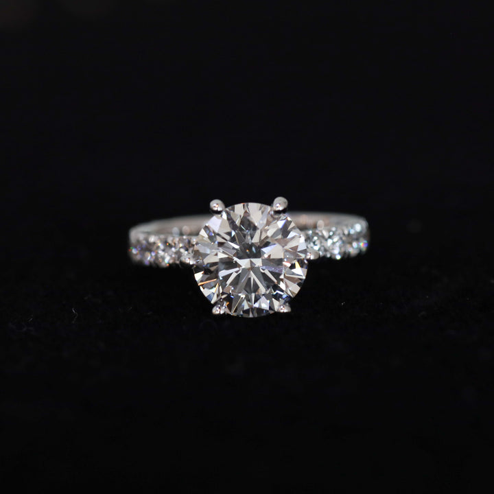 3 ct Round Cut Diamond Pave Set Engagement RIng
