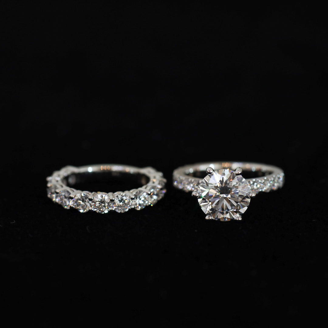 3 ct Round Cut Diamond Pave Set Engagement RIng