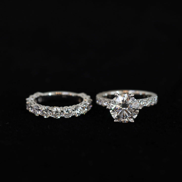 3 ct Round Cut Diamond Pave Set Engagement RIng
